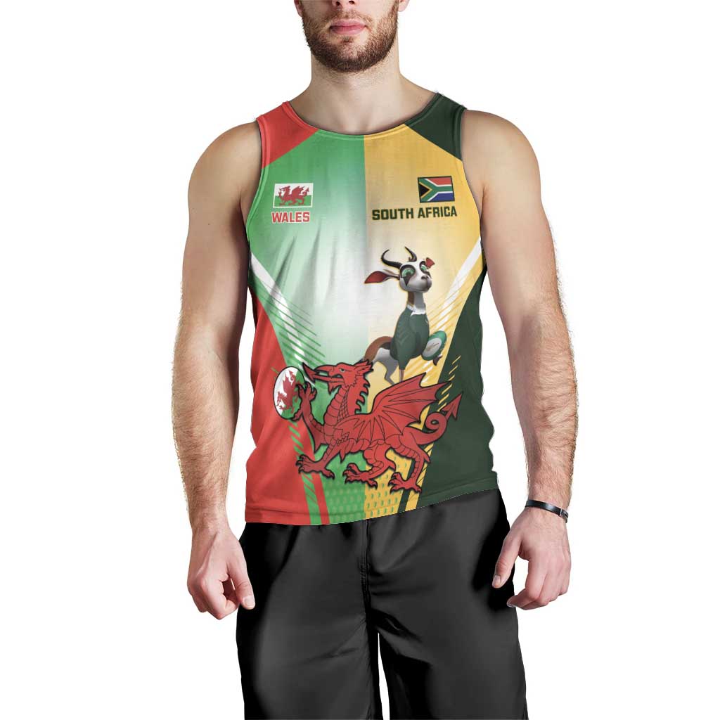 Custom South Africa And Wales Rugby Men Tank Top Springboks Welsh Mascots Dynamic Version - Vibe Hoodie Shop