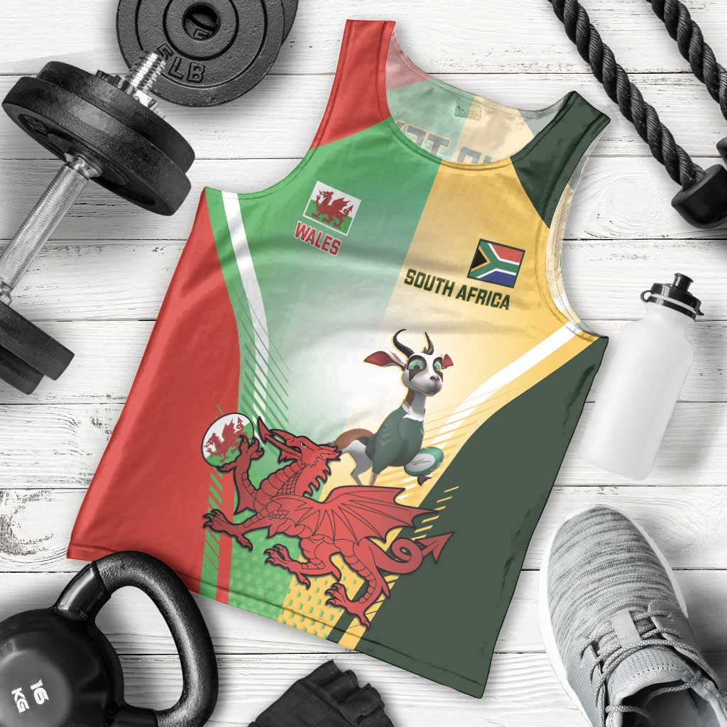 Custom South Africa And Wales Rugby Men Tank Top Springboks Welsh Mascots Dynamic Version - Vibe Hoodie Shop