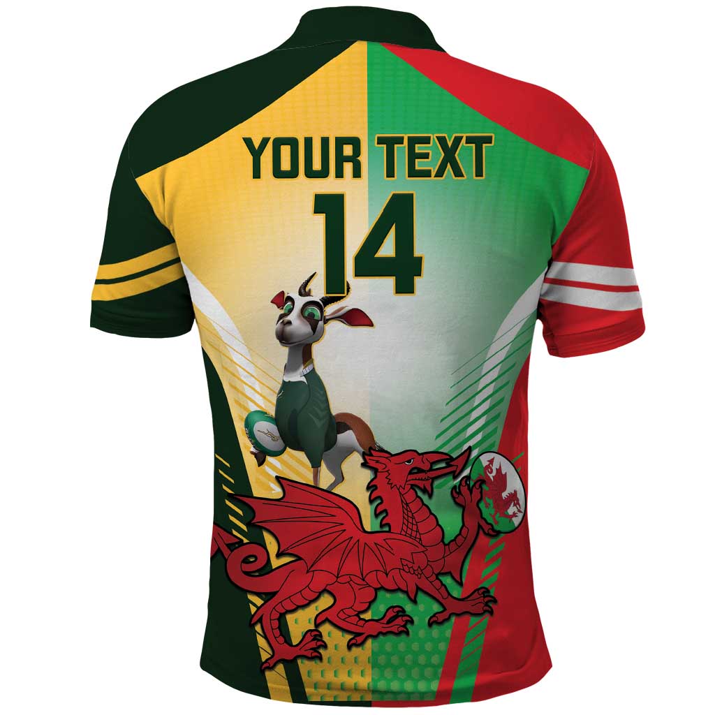 Custom South Africa And Wales Rugby Polo Shirt Springboks Welsh Mascots Dynamic Version - Vibe Hoodie Shop