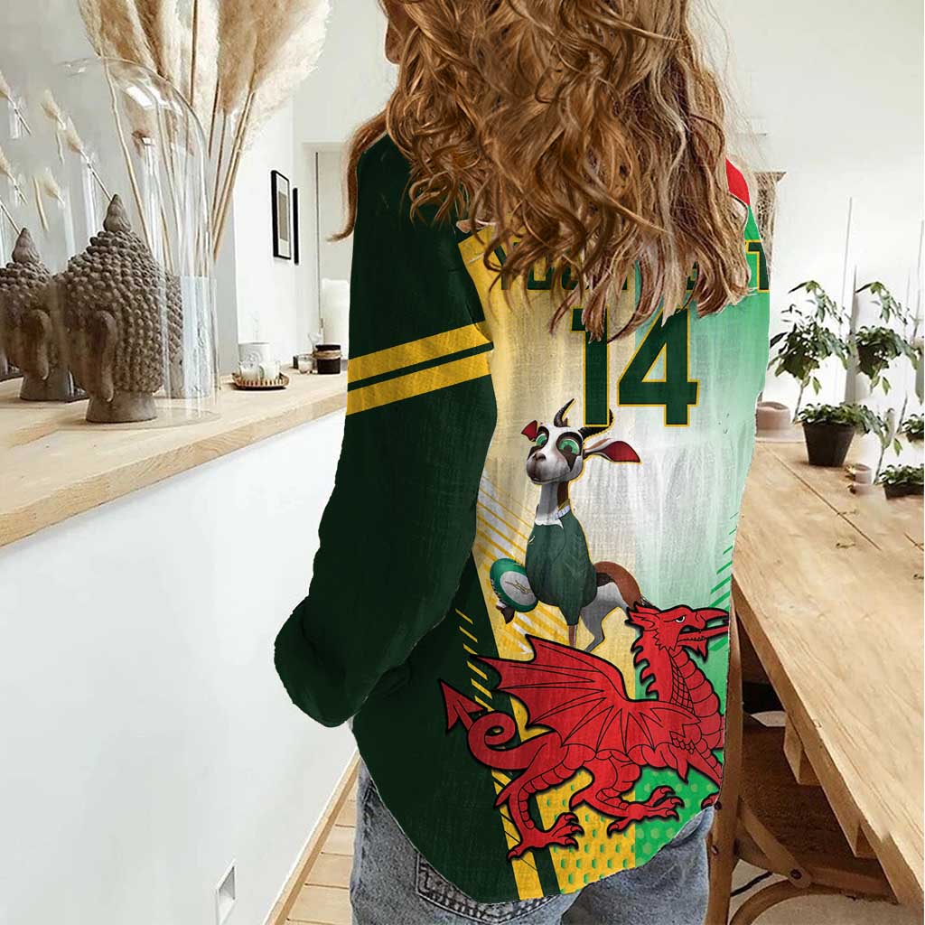 Custom South Africa And Wales Rugby Women Casual Shirt Springboks Welsh Mascots Dynamic Version - Vibe Hoodie Shop
