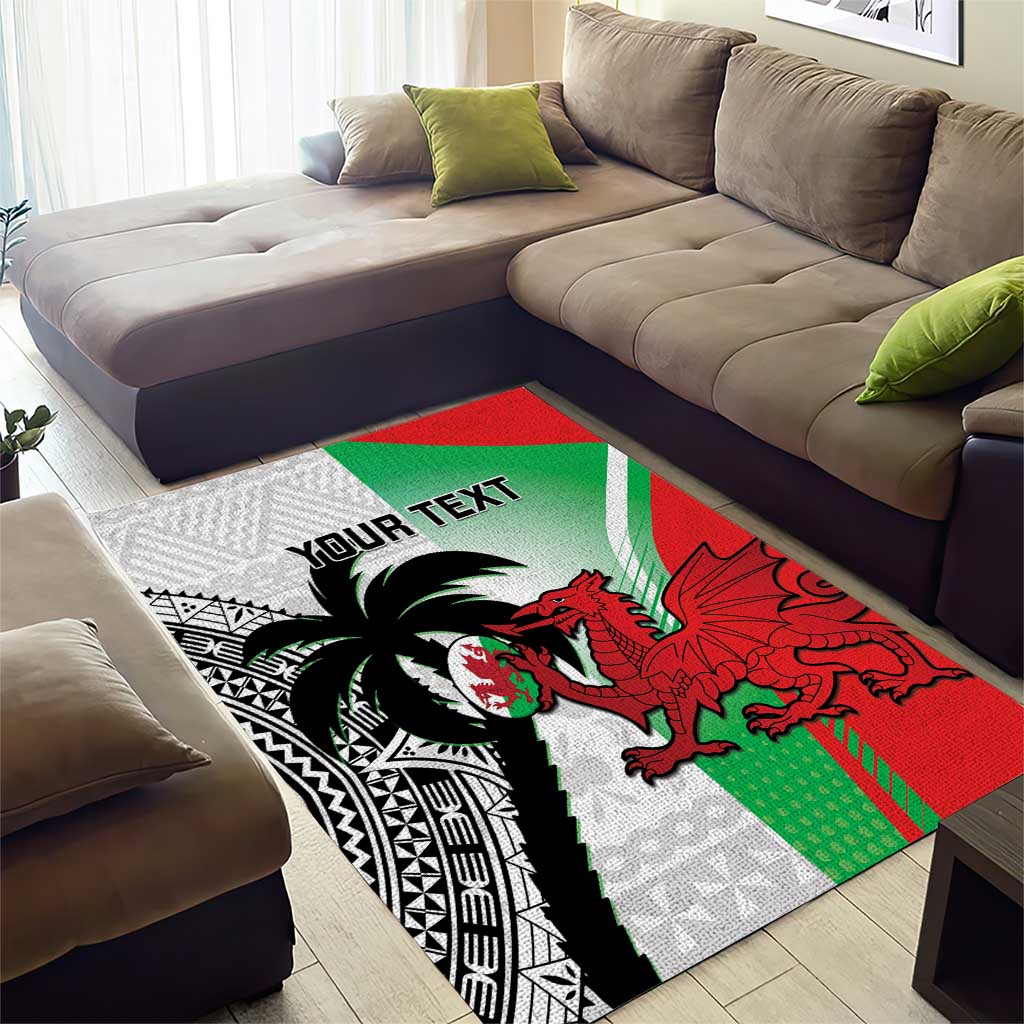 Custom Fiji And Wales Rugby Area Rug Fijian Tapa Welsh Mascots Dynamic Version - Vibe Hoodie Shop