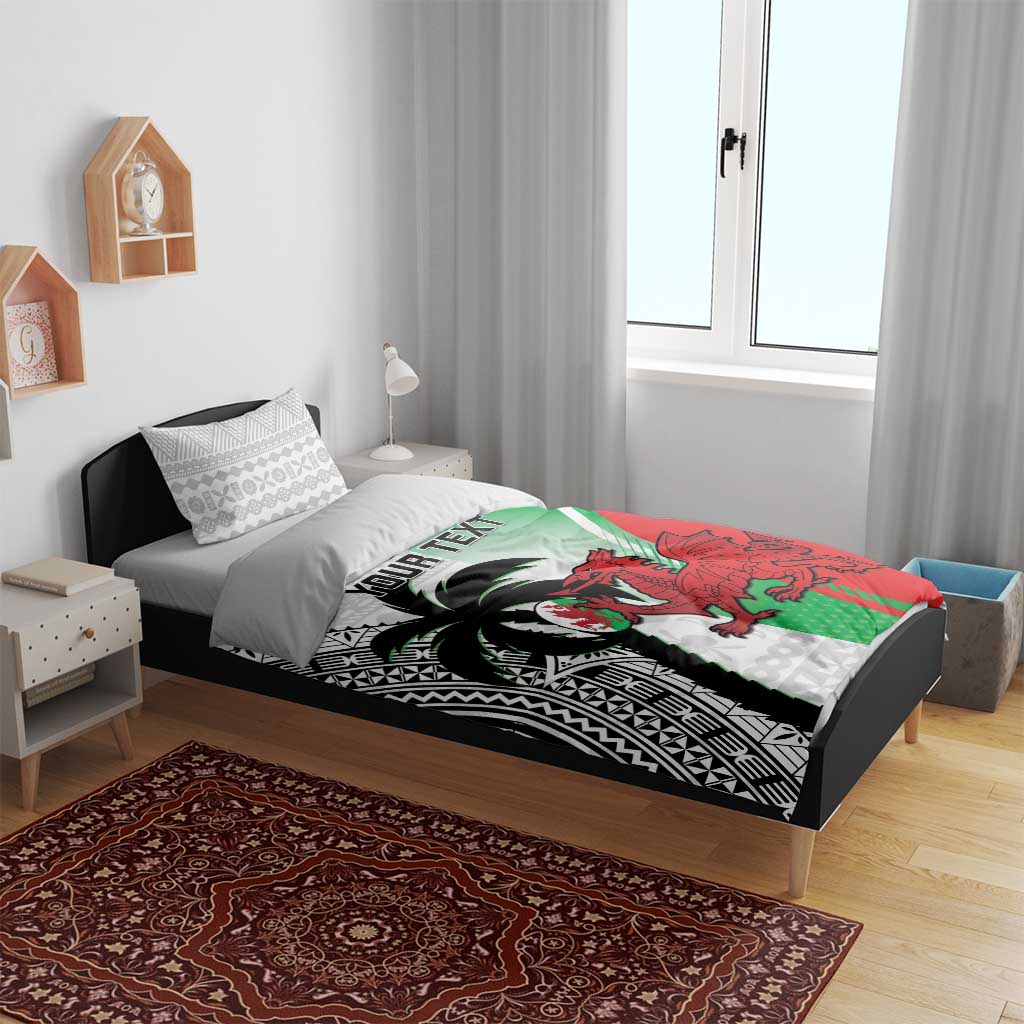 Custom Fiji And Wales Rugby Bedding Set Fijian Tapa Welsh Mascots Dynamic Version - Vibe Hoodie Shop