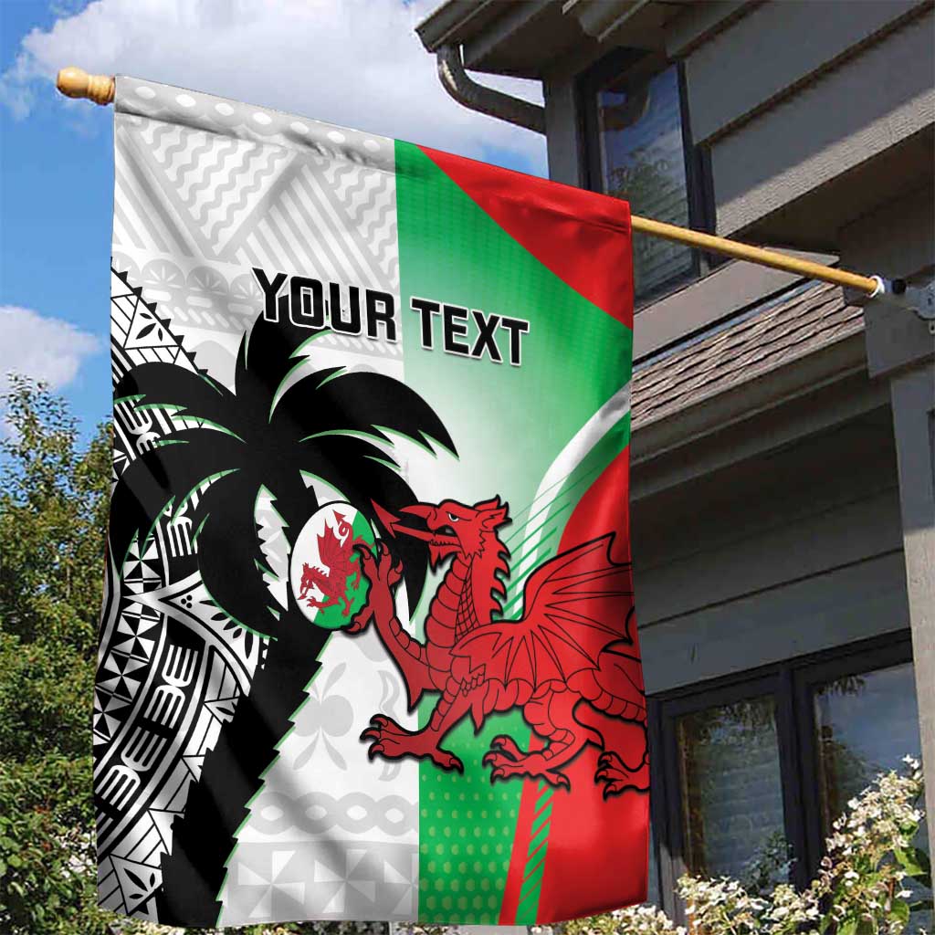 Custom Fiji And Wales Rugby Garden Flag Fijian Tapa Welsh Mascots Dynamic Version - Vibe Hoodie Shop