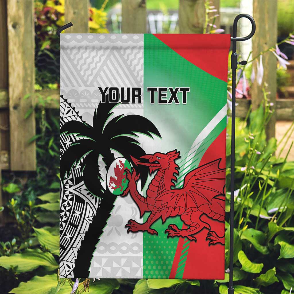 Custom Fiji And Wales Rugby Garden Flag Fijian Tapa Welsh Mascots Dynamic Version - Vibe Hoodie Shop