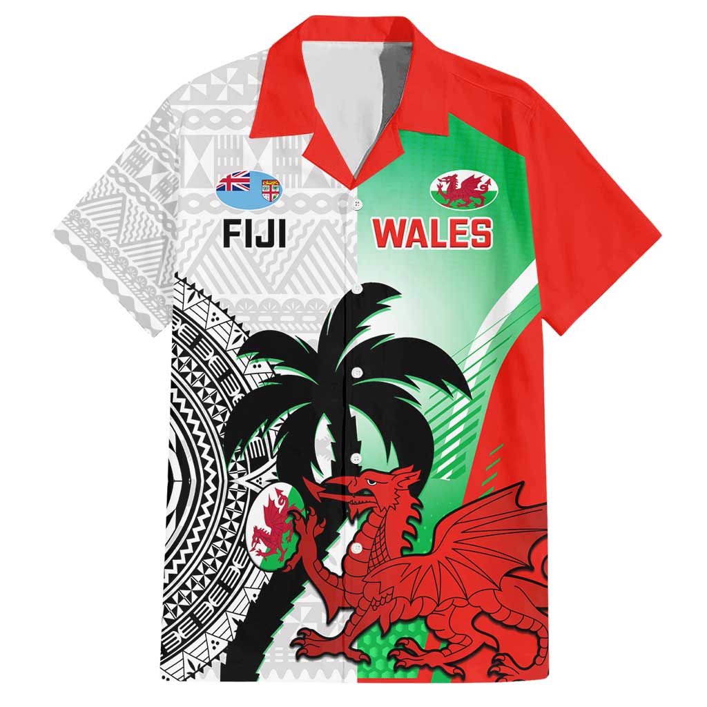 Custom Fiji And Wales Rugby Hawaiian Shirt Fijian Tapa Welsh Mascots Dynamic Version - Vibe Hoodie Shop