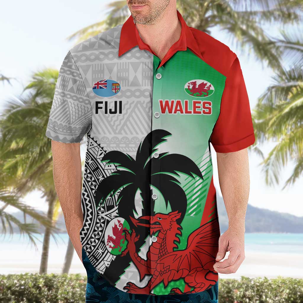 Custom Fiji And Wales Rugby Hawaiian Shirt Fijian Tapa Welsh Mascots Dynamic Version - Vibe Hoodie Shop