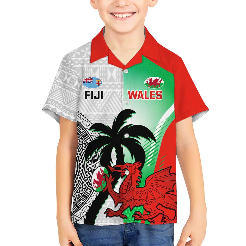 Custom Fiji And Wales Rugby Hawaiian Shirt Fijian Tapa Welsh Mascots Dynamic Version - Vibe Hoodie Shop