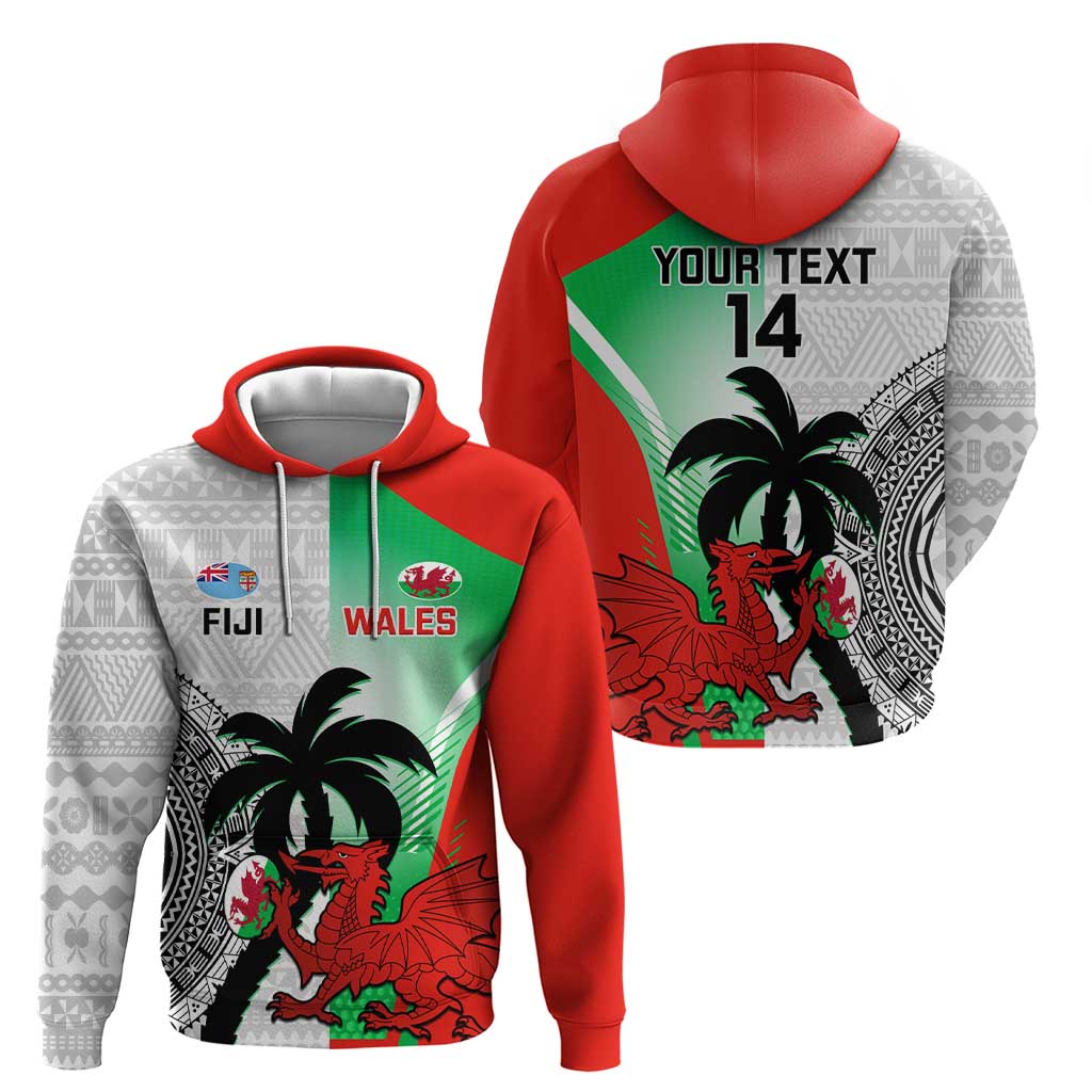 Custom Fiji And Wales Rugby Hoodie Fijian Tapa Welsh Mascots Dynamic Version - Vibe Hoodie Shop