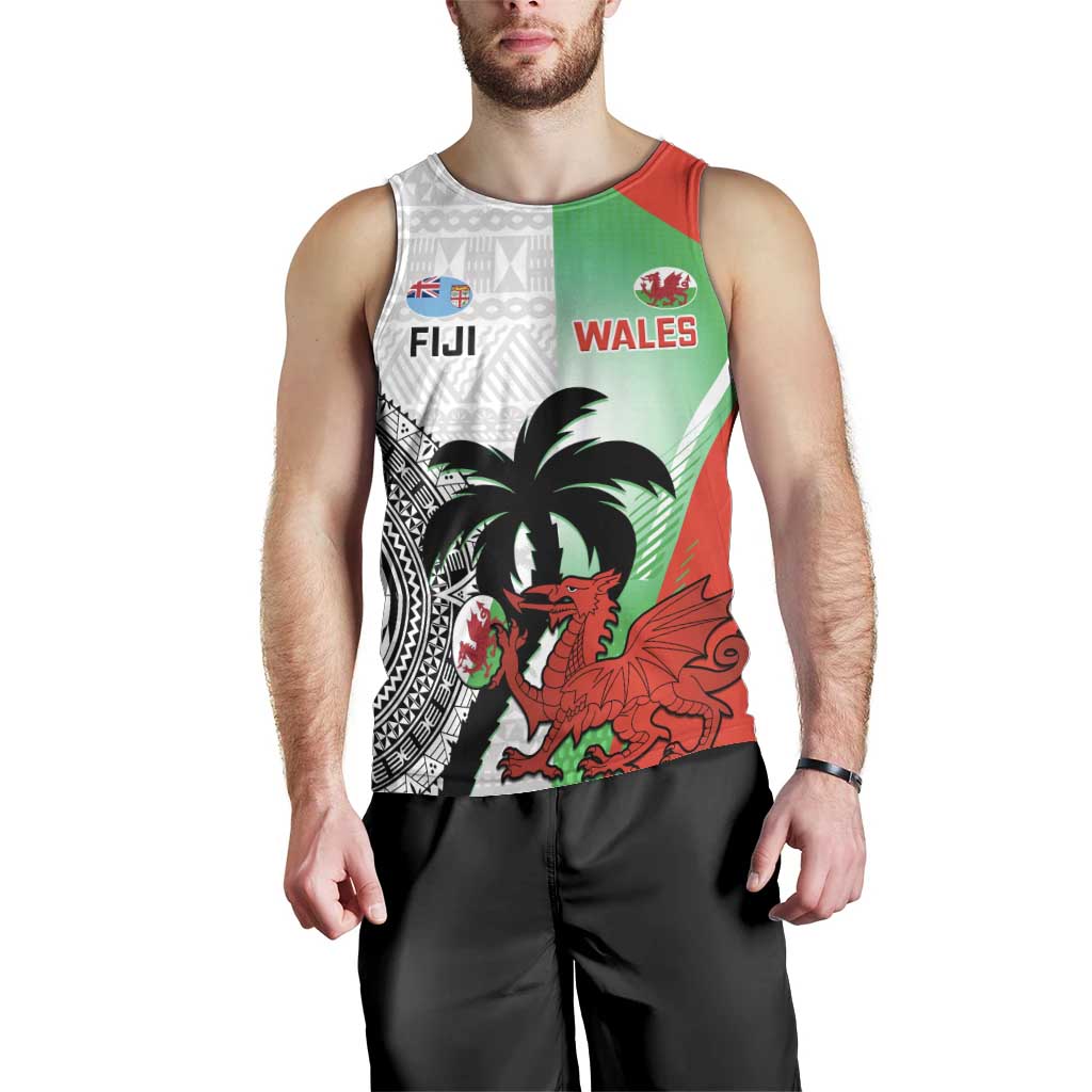 Custom Fiji And Wales Rugby Men Tank Top Fijian Tapa Welsh Mascots Dynamic Version - Vibe Hoodie Shop