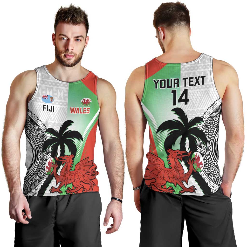 Custom Fiji And Wales Rugby Men Tank Top Fijian Tapa Welsh Mascots Dynamic Version - Vibe Hoodie Shop