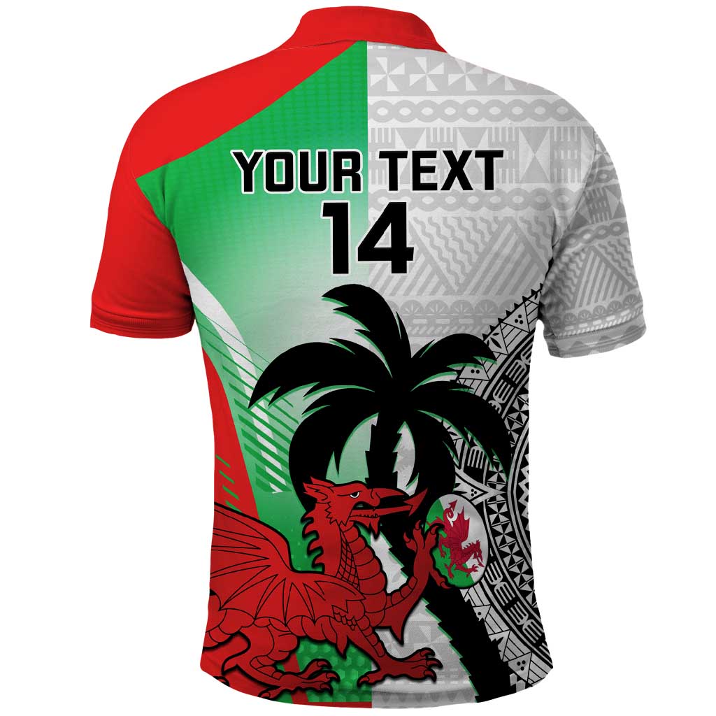 Custom Fiji And Wales Rugby Polo Shirt Fijian Tapa Welsh Mascots Dynamic Version - Vibe Hoodie Shop