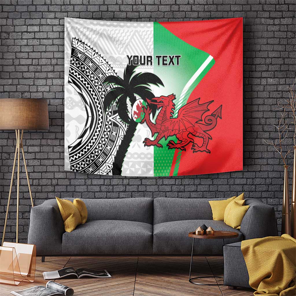 Custom Fiji And Wales Rugby Tapestry Fijian Tapa Welsh Mascots Dynamic Version - Vibe Hoodie Shop