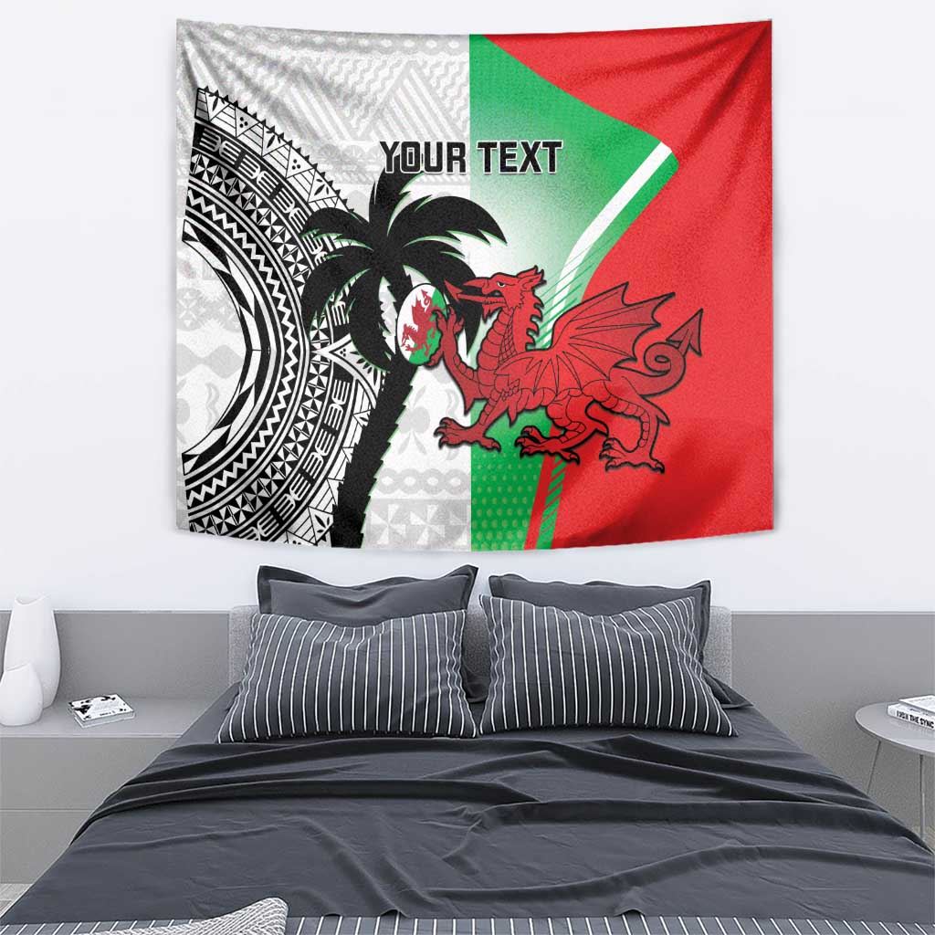 Custom Fiji And Wales Rugby Tapestry Fijian Tapa Welsh Mascots Dynamic Version - Vibe Hoodie Shop