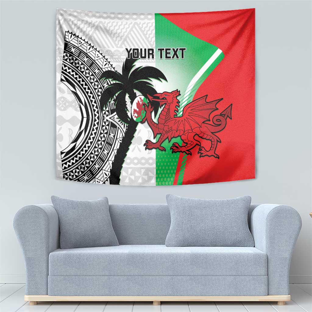 Custom Fiji And Wales Rugby Tapestry Fijian Tapa Welsh Mascots Dynamic Version - Vibe Hoodie Shop