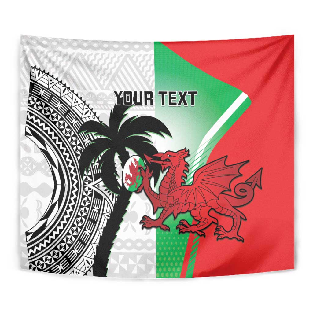 Custom Fiji And Wales Rugby Tapestry Fijian Tapa Welsh Mascots Dynamic Version - Vibe Hoodie Shop