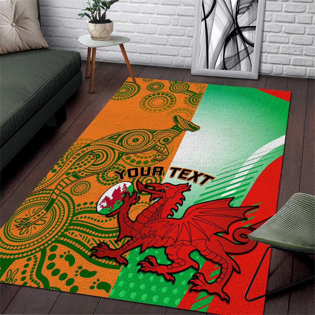 Custom Australia And Wales Rugby Area Rug Wallabies Welsh Mascots Dynamic Version - Vibe Hoodie Shop