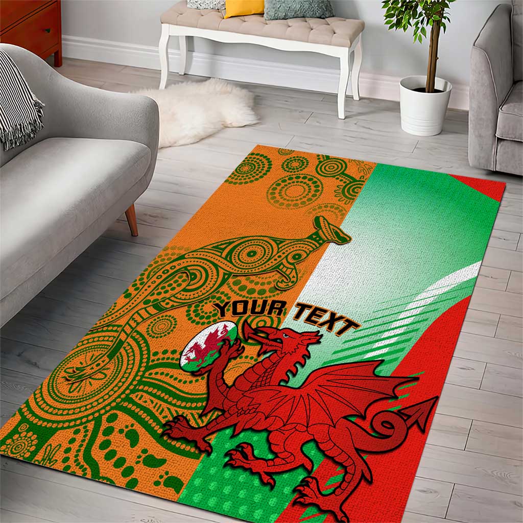 Custom Australia And Wales Rugby Area Rug Wallabies Welsh Mascots Dynamic Version - Vibe Hoodie Shop