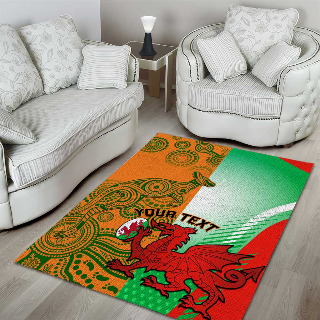 Custom Australia And Wales Rugby Area Rug Wallabies Welsh Mascots Dynamic Version - Vibe Hoodie Shop