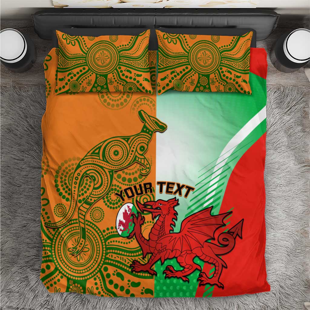 Custom Australia And Wales Rugby Bedding Set Wallabies Welsh Mascots Dynamic Version - Vibe Hoodie Shop