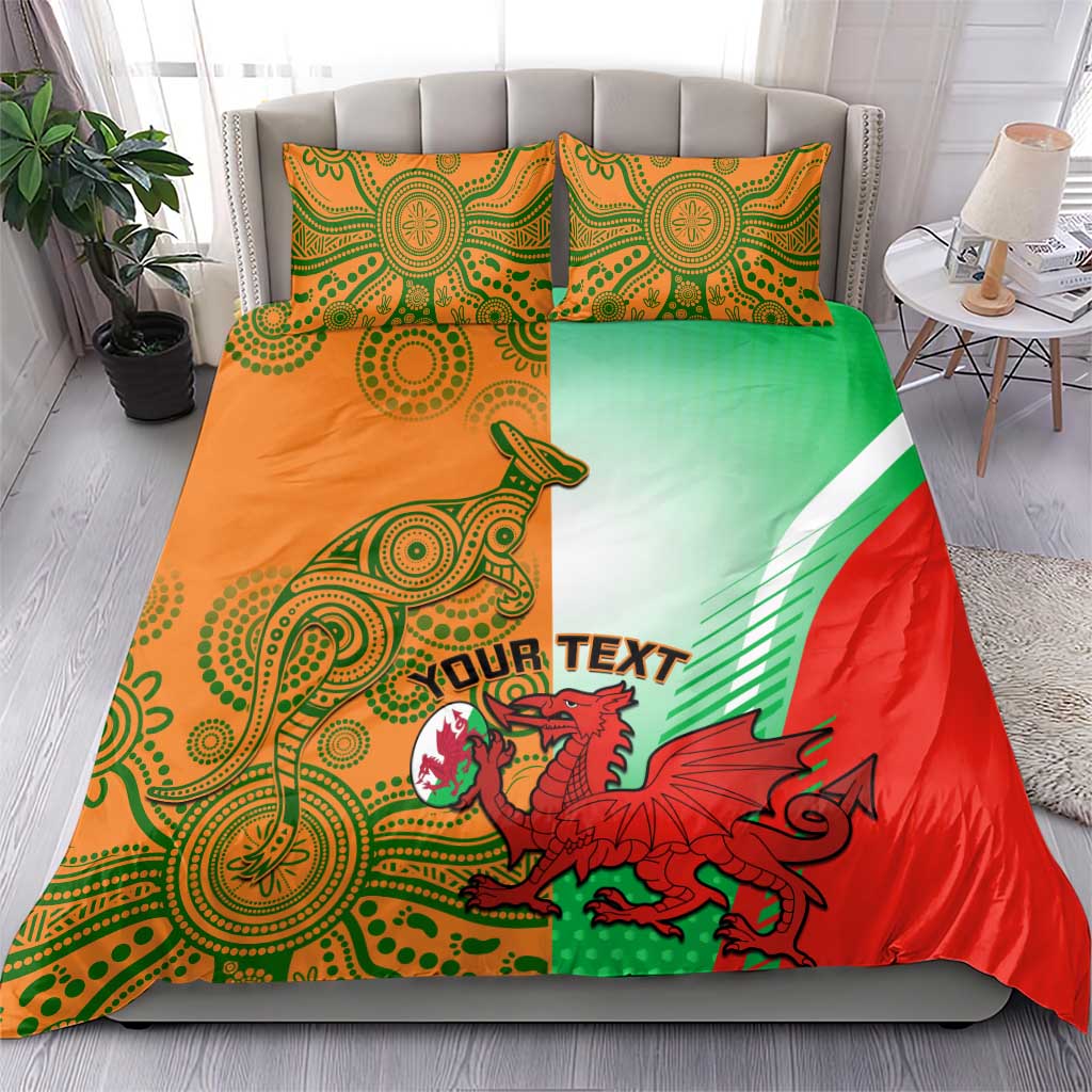 Custom Australia And Wales Rugby Bedding Set Wallabies Welsh Mascots Dynamic Version - Vibe Hoodie Shop