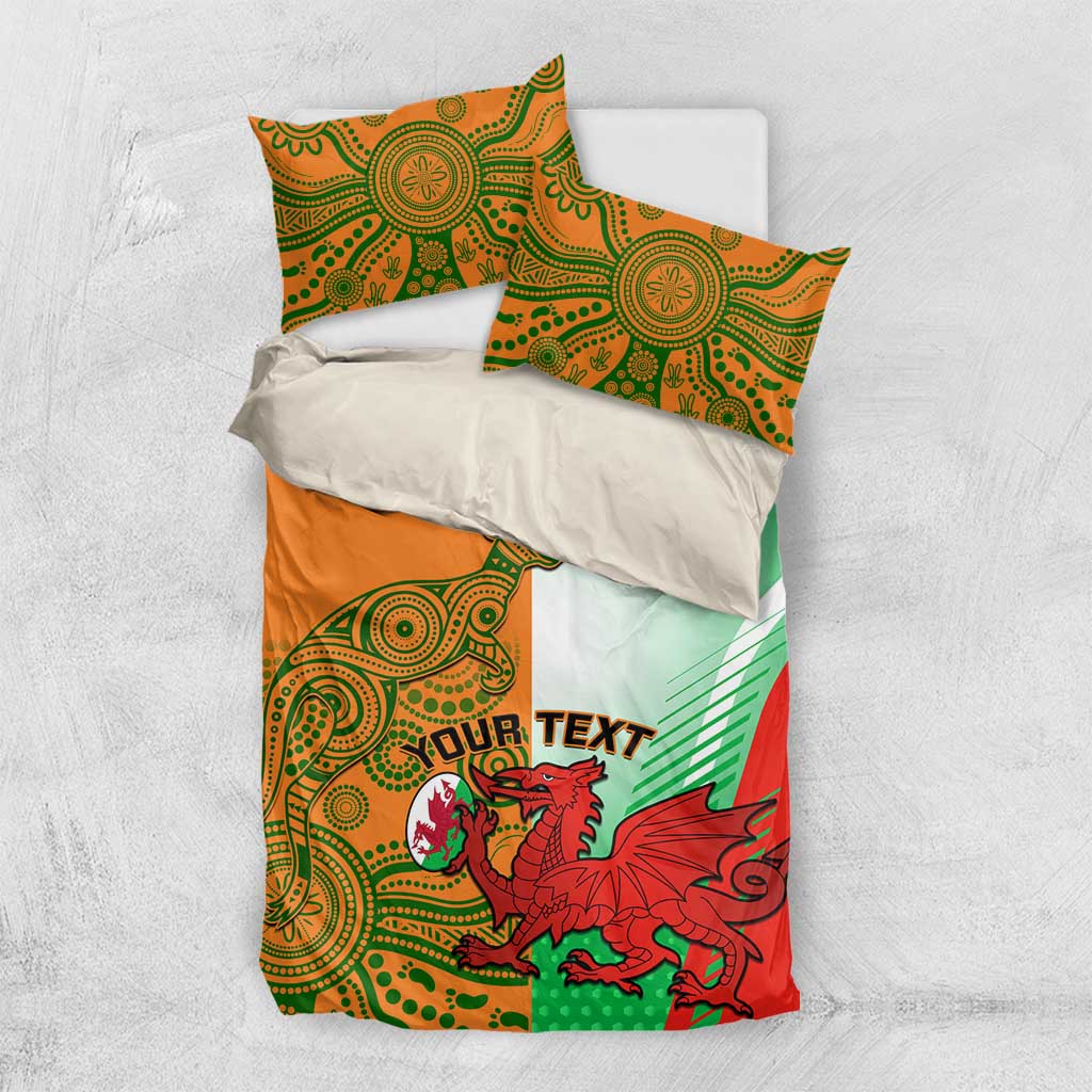 Custom Australia And Wales Rugby Bedding Set Wallabies Welsh Mascots Dynamic Version - Vibe Hoodie Shop