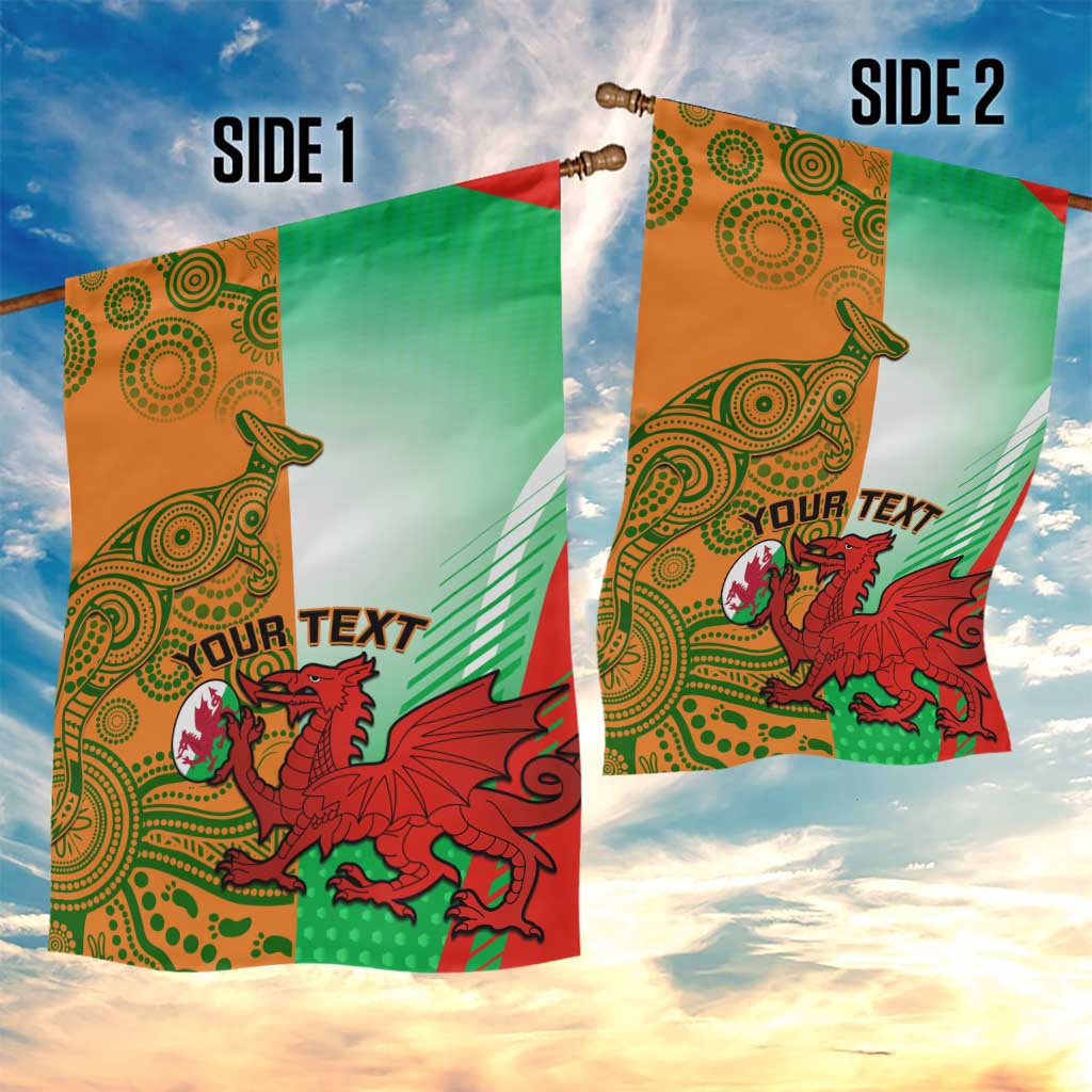 Custom Australia And Wales Rugby Garden Flag Wallabies Welsh Mascots Dynamic Version - Vibe Hoodie Shop