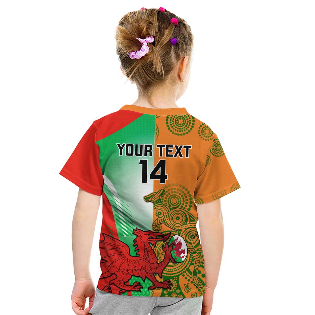 Custom Australia And Wales Rugby Kid T Shirt Wallabies Welsh Mascots Dynamic Version - Vibe Hoodie Shop