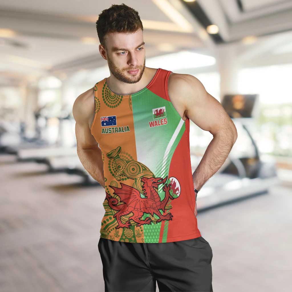 Custom Australia And Wales Rugby Men Tank Top Wallabies Welsh Mascots Dynamic Version - Vibe Hoodie Shop