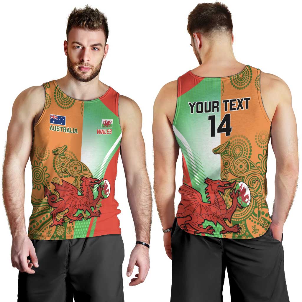 Custom Australia And Wales Rugby Men Tank Top Wallabies Welsh Mascots Dynamic Version - Vibe Hoodie Shop