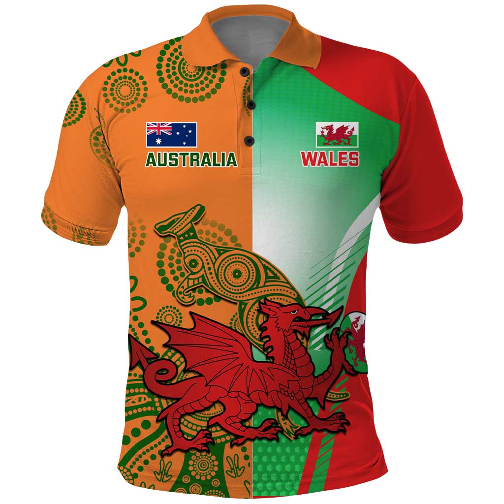 Custom Australia And Wales Rugby Polo Shirt Wallabies Welsh Mascots Dynamic Version - Vibe Hoodie Shop