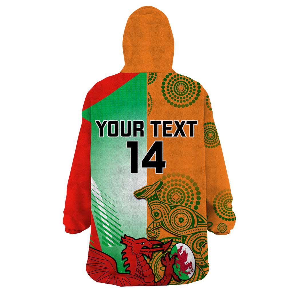 Custom Australia And Wales Rugby Wearable Blanket Hoodie Wallabies Welsh Mascots Dynamic Version - Vibe Hoodie Shop