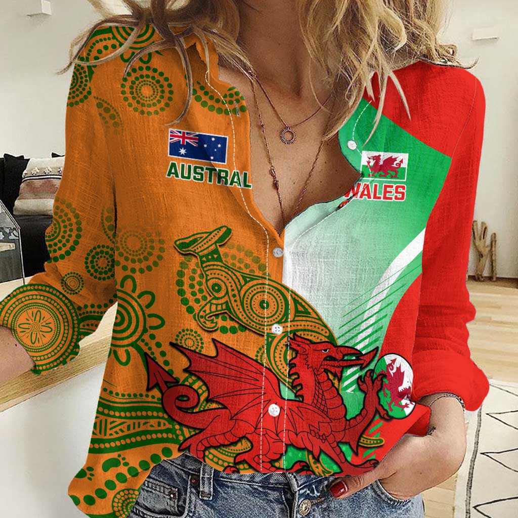 Custom Australia And Wales Rugby Women Casual Shirt Wallabies Welsh Mascots Dynamic Version - Vibe Hoodie Shop