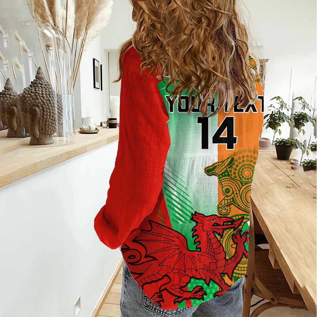 Custom Australia And Wales Rugby Women Casual Shirt Wallabies Welsh Mascots Dynamic Version - Vibe Hoodie Shop