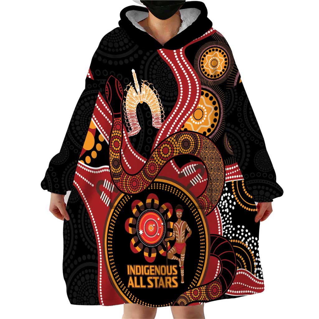 Custom Australia Indigenous Rugby Wearable Blanket Hoodie 2024 Aboriginal All Stars - Vibe Hoodie Shop