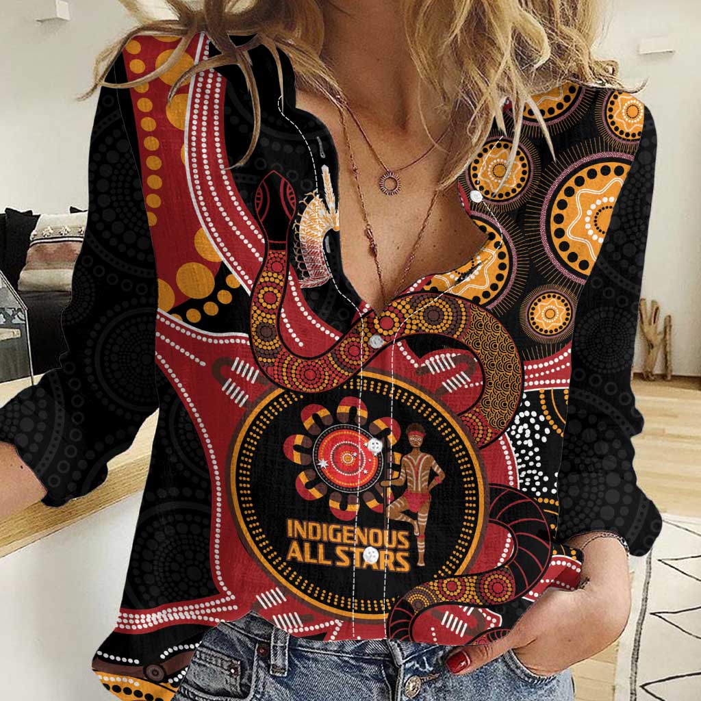 Custom Australia Indigenous Rugby Women Casual Shirt 2024 Aboriginal All Stars - Vibe Hoodie Shop