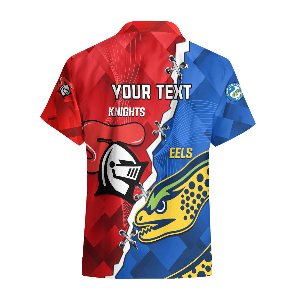 Personalised Eels and Knights Rugby Hawaiian Shirt 2023 Sporty Version - Vibe Hoodie Shop