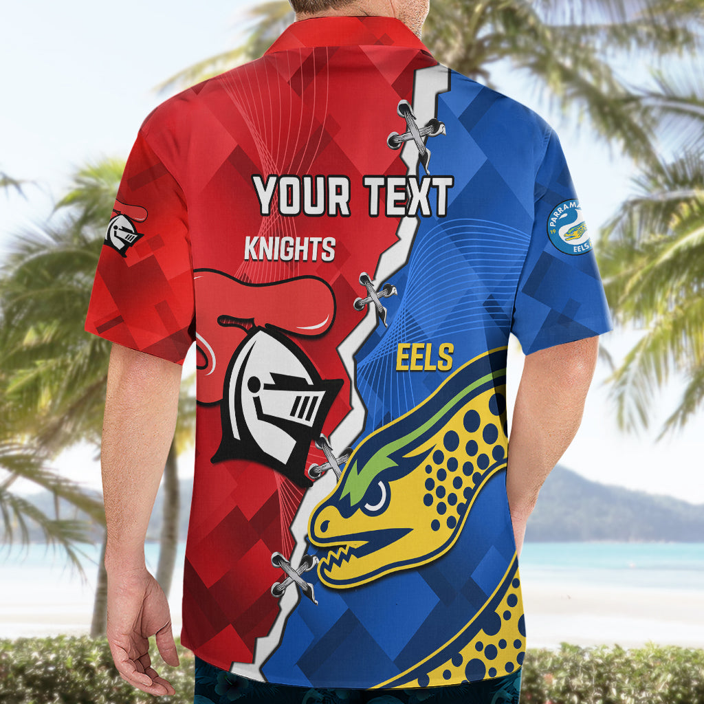 Personalised Eels and Knights Rugby Hawaiian Shirt 2023 Sporty Version - Vibe Hoodie Shop