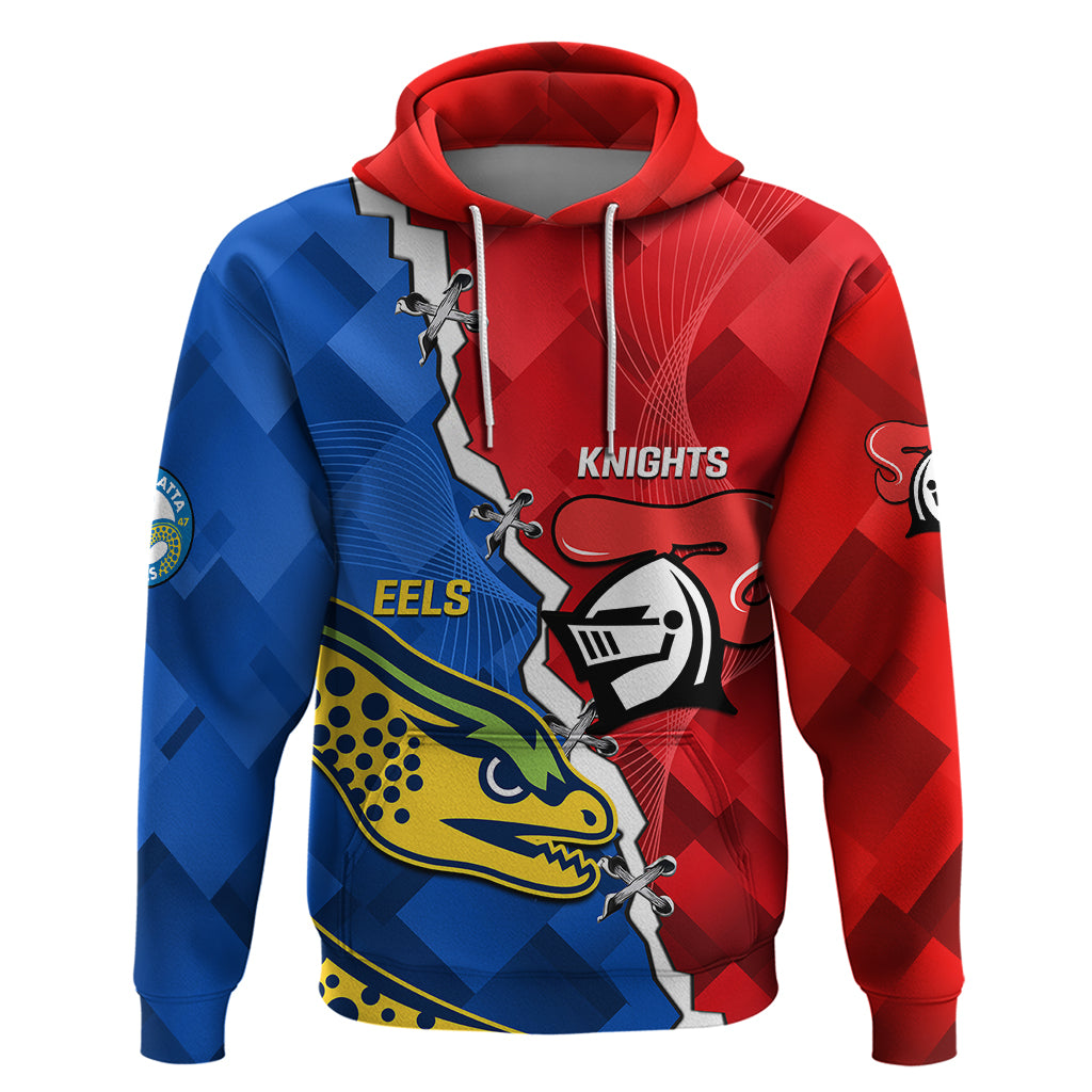 Personalised Eels and Knights Rugby Hoodie 2023 Sporty Version - Vibe Hoodie Shop