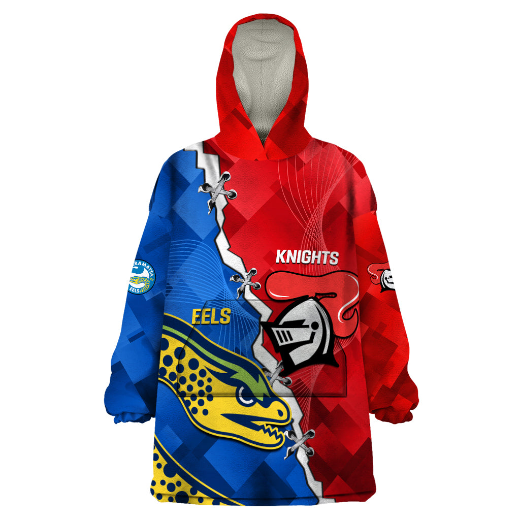 Personalised Eels and Knights Rugby Wearable Blanket Hoodie 2023 Sporty Version - Vibe Hoodie Shop