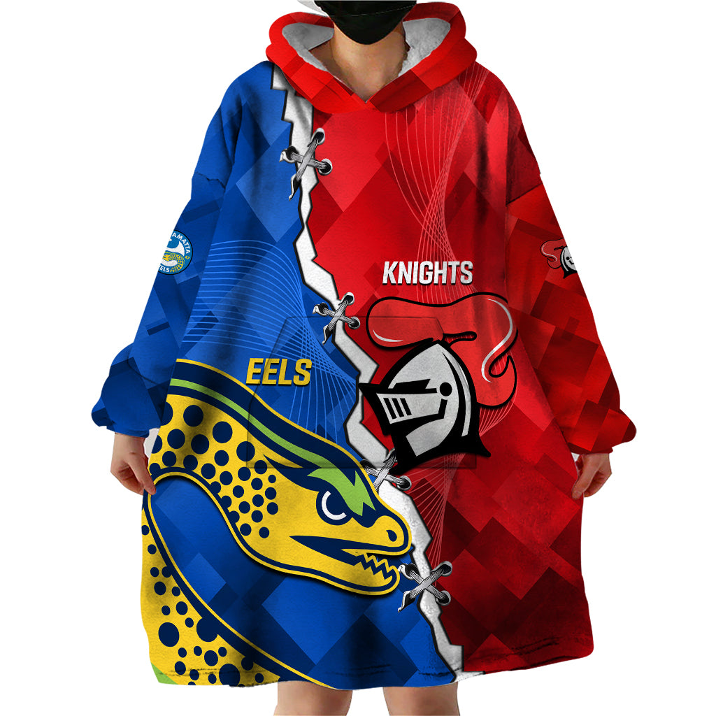 Personalised Eels and Knights Rugby Wearable Blanket Hoodie 2023 Sporty Version - Vibe Hoodie Shop