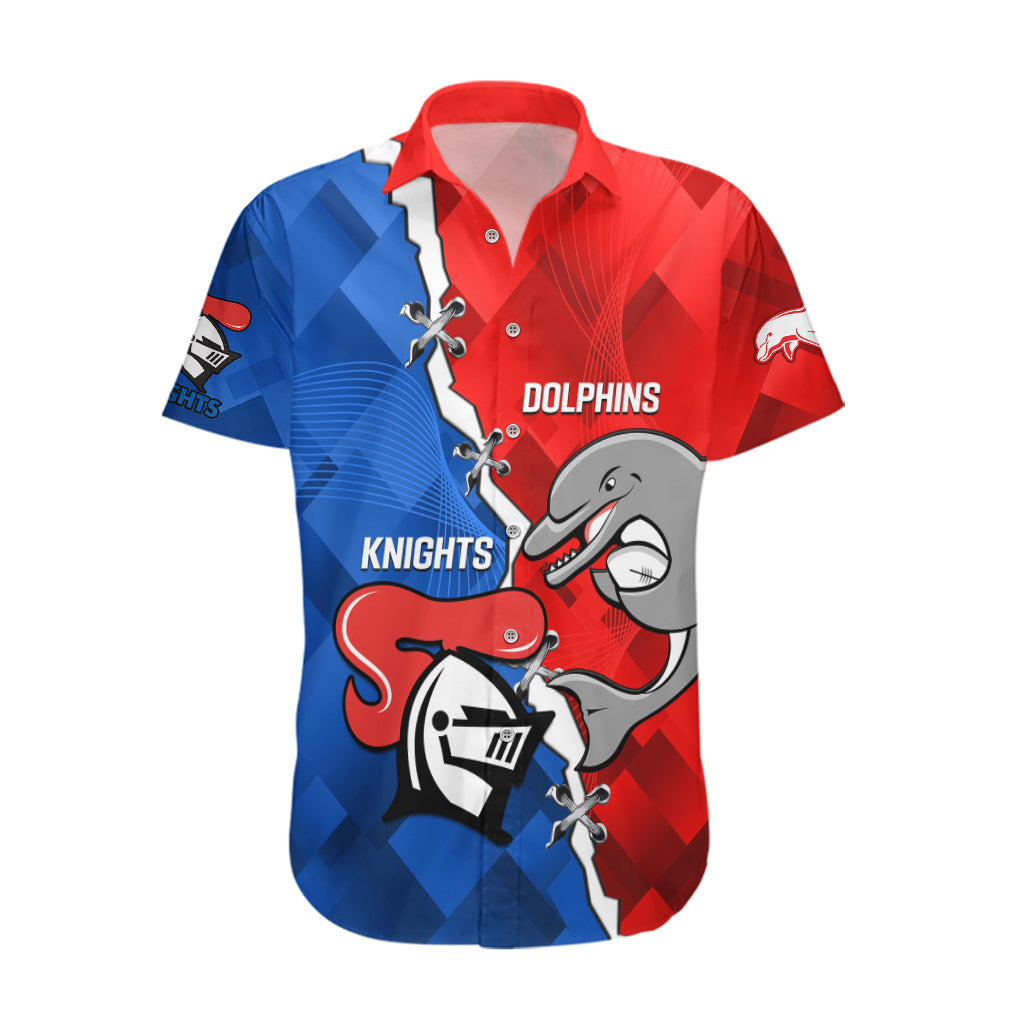 Personalised Dolphins and Knights Rugby Hawaiian Shirt 2023 Sporty Version - Vibe Hoodie Shop