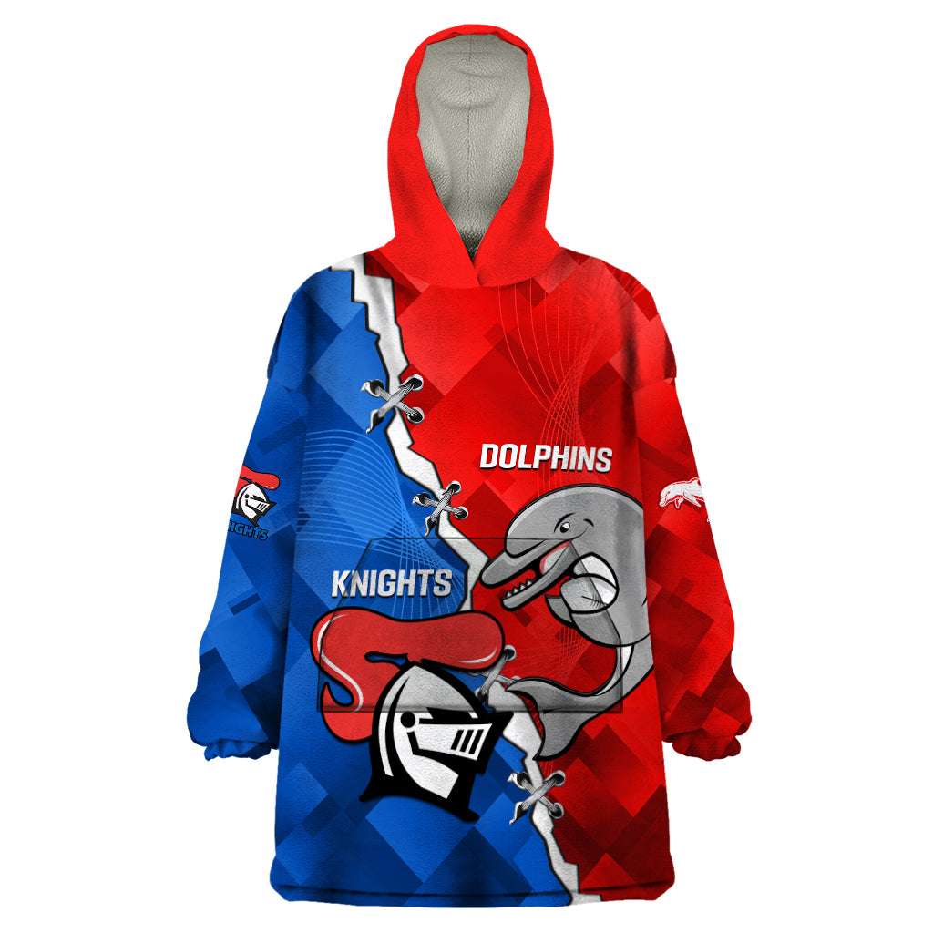 Personalised Dolphins and Knights Rugby Wearable Blanket Hoodie 2023 Sporty Version - Vibe Hoodie Shop