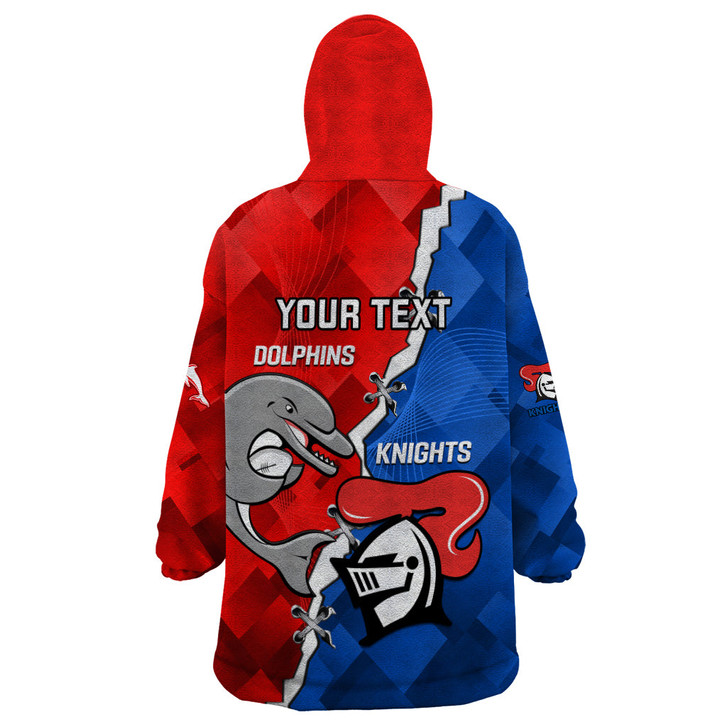 Personalised Dolphins and Knights Rugby Wearable Blanket Hoodie 2023 Sporty Version - Vibe Hoodie Shop