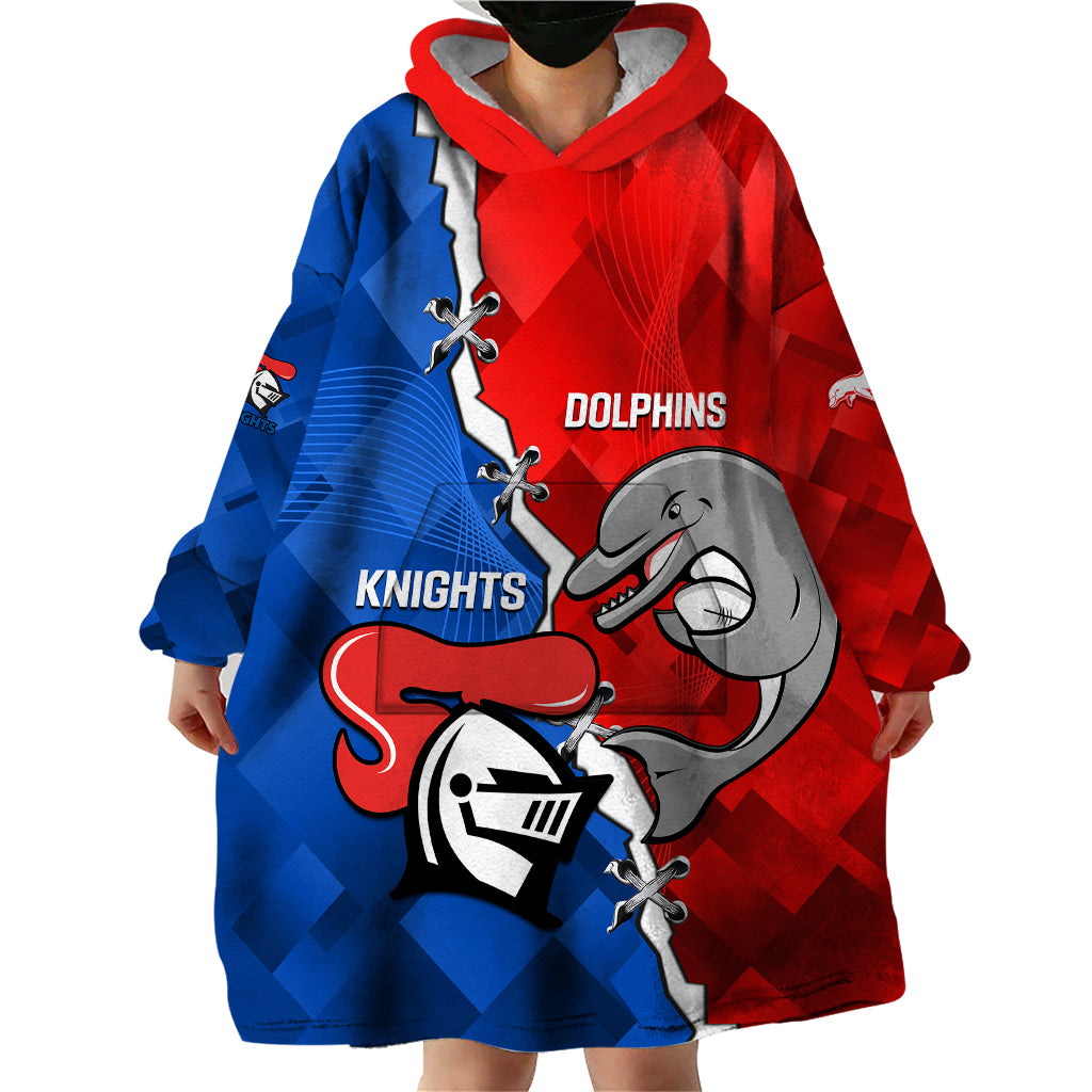 Personalised Dolphins and Knights Rugby Wearable Blanket Hoodie 2023 Sporty Version - Vibe Hoodie Shop