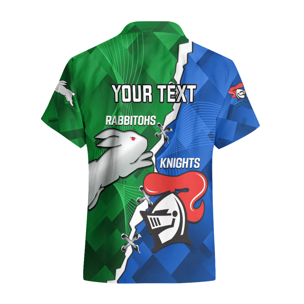 Personalised Knights and Rabbitohs Rugby Hawaiian Shirt 2023 Sporty Version - Vibe Hoodie Shop