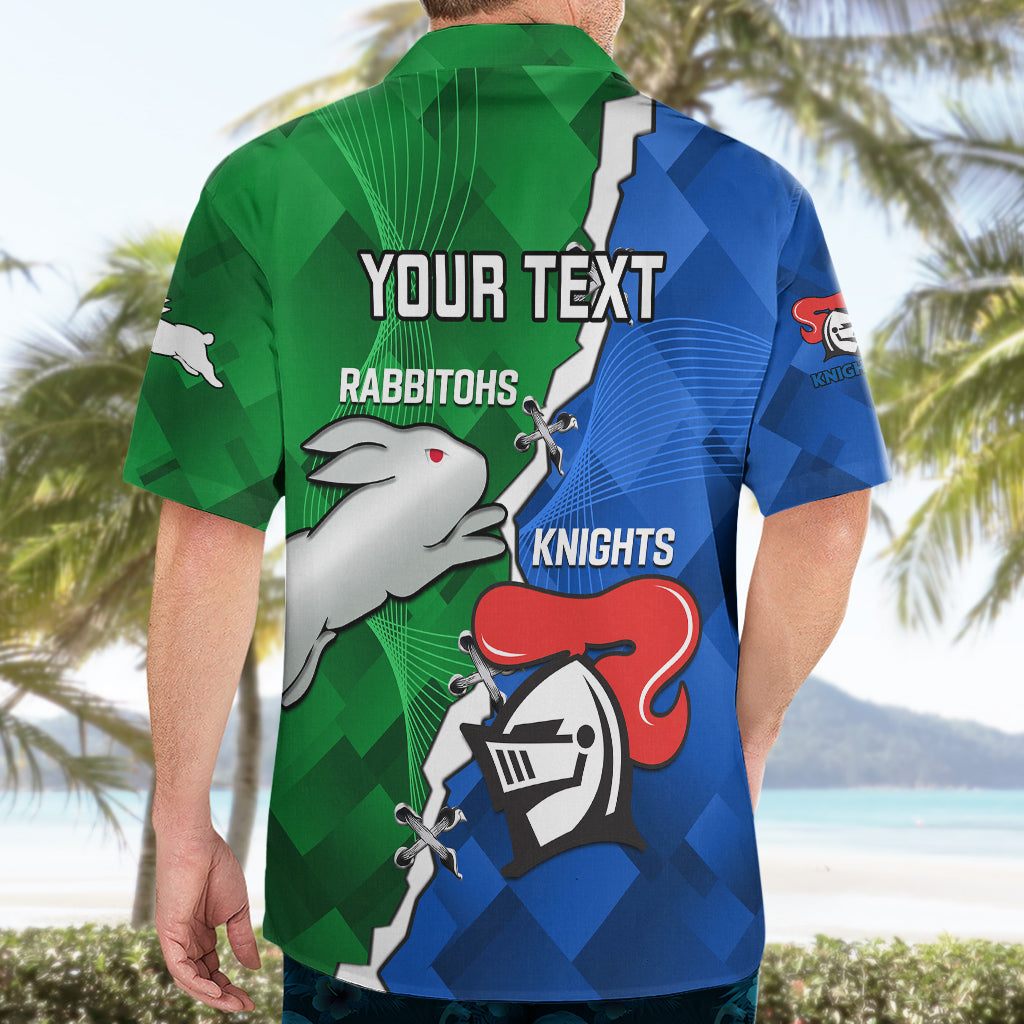 Personalised Knights and Rabbitohs Rugby Hawaiian Shirt 2023 Sporty Version - Vibe Hoodie Shop