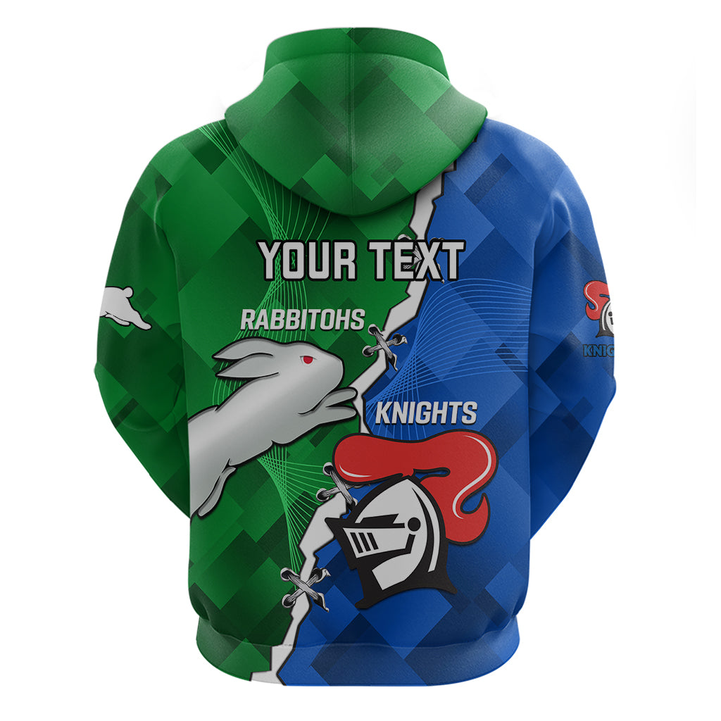 Personalised Knights and Rabbitohs Rugby Hoodie 2023 Sporty Version - Vibe Hoodie Shop
