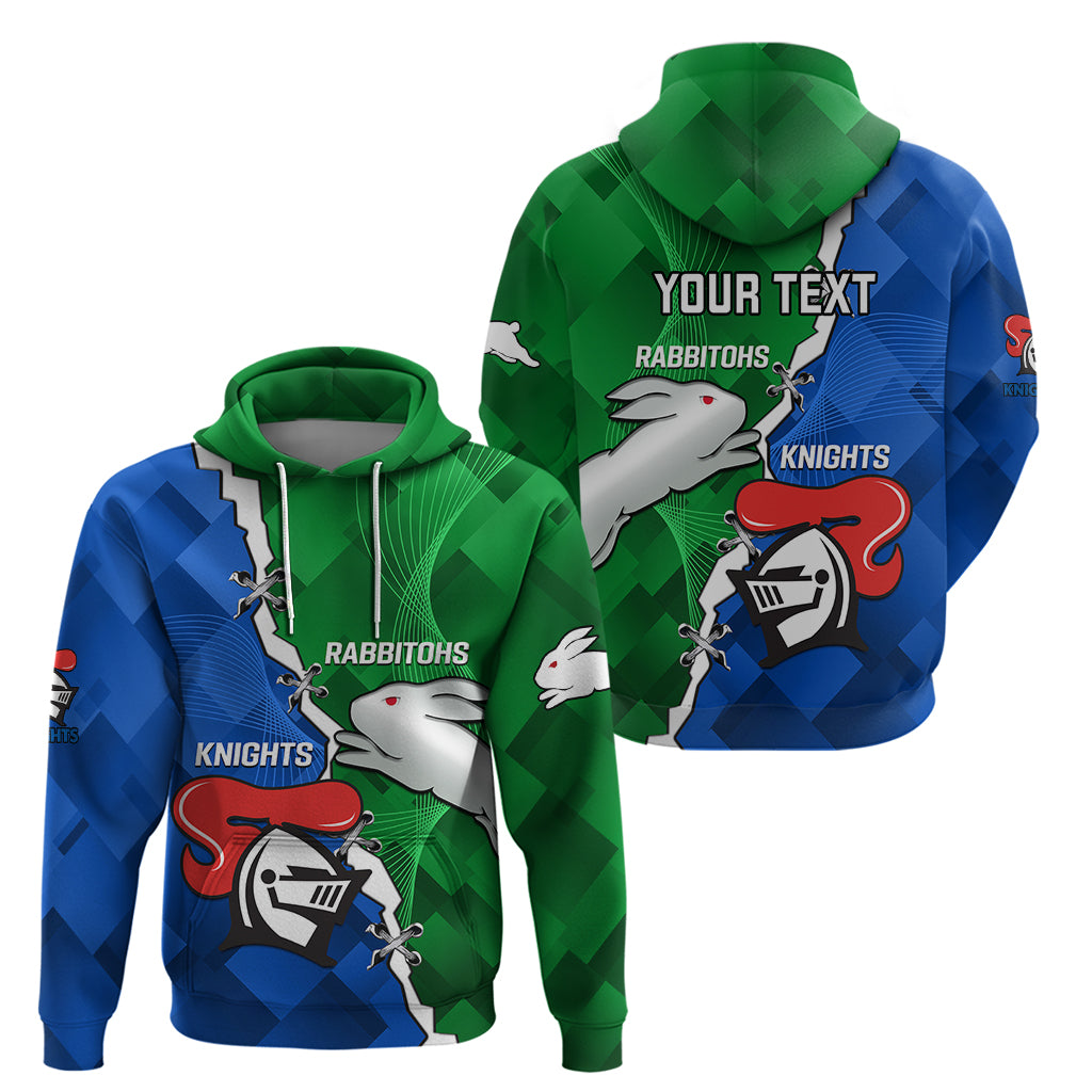 Personalised Knights and Rabbitohs Rugby Hoodie 2023 Sporty Version - Vibe Hoodie Shop