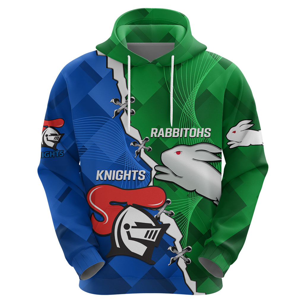 Personalised Knights and Rabbitohs Rugby Hoodie 2023 Sporty Version - Vibe Hoodie Shop