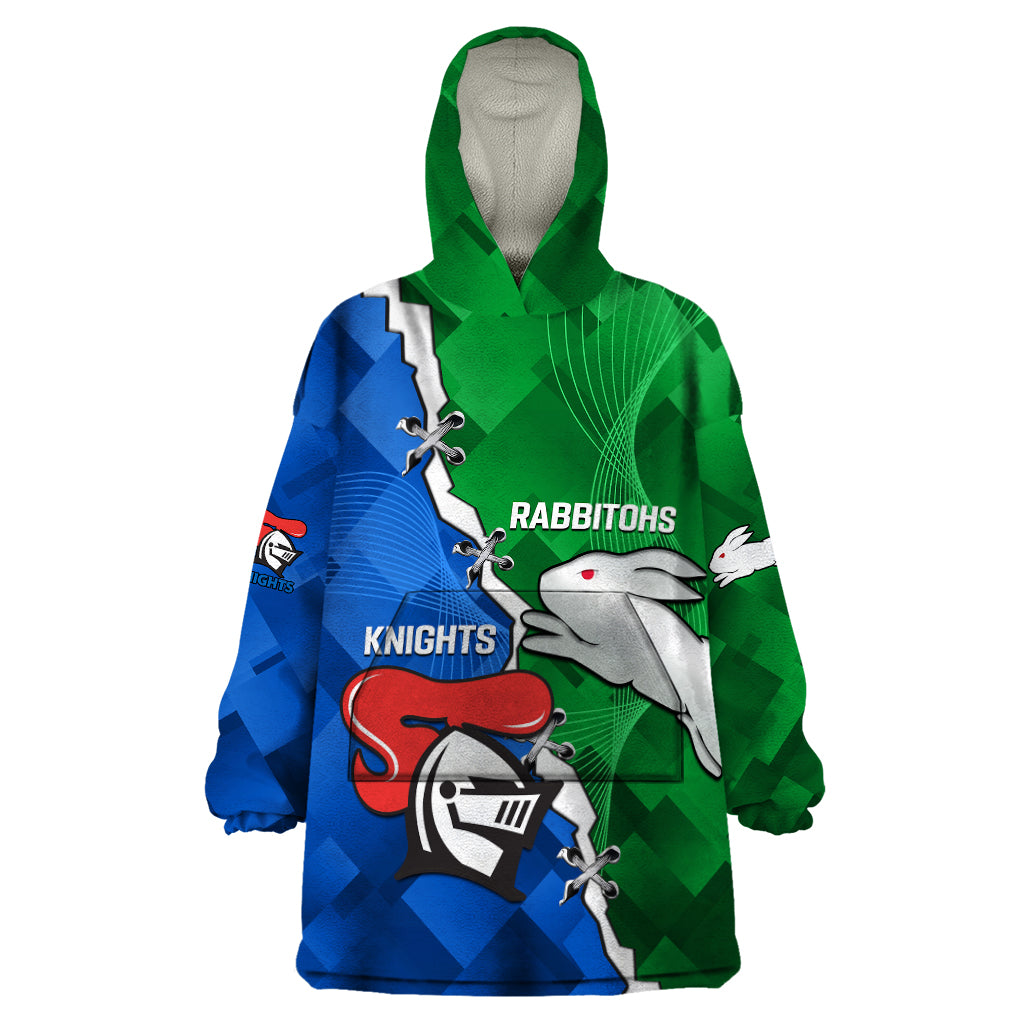 Personalised Knights and Rabbitohs Rugby Wearable Blanket Hoodie 2023 Sporty Version - Vibe Hoodie Shop